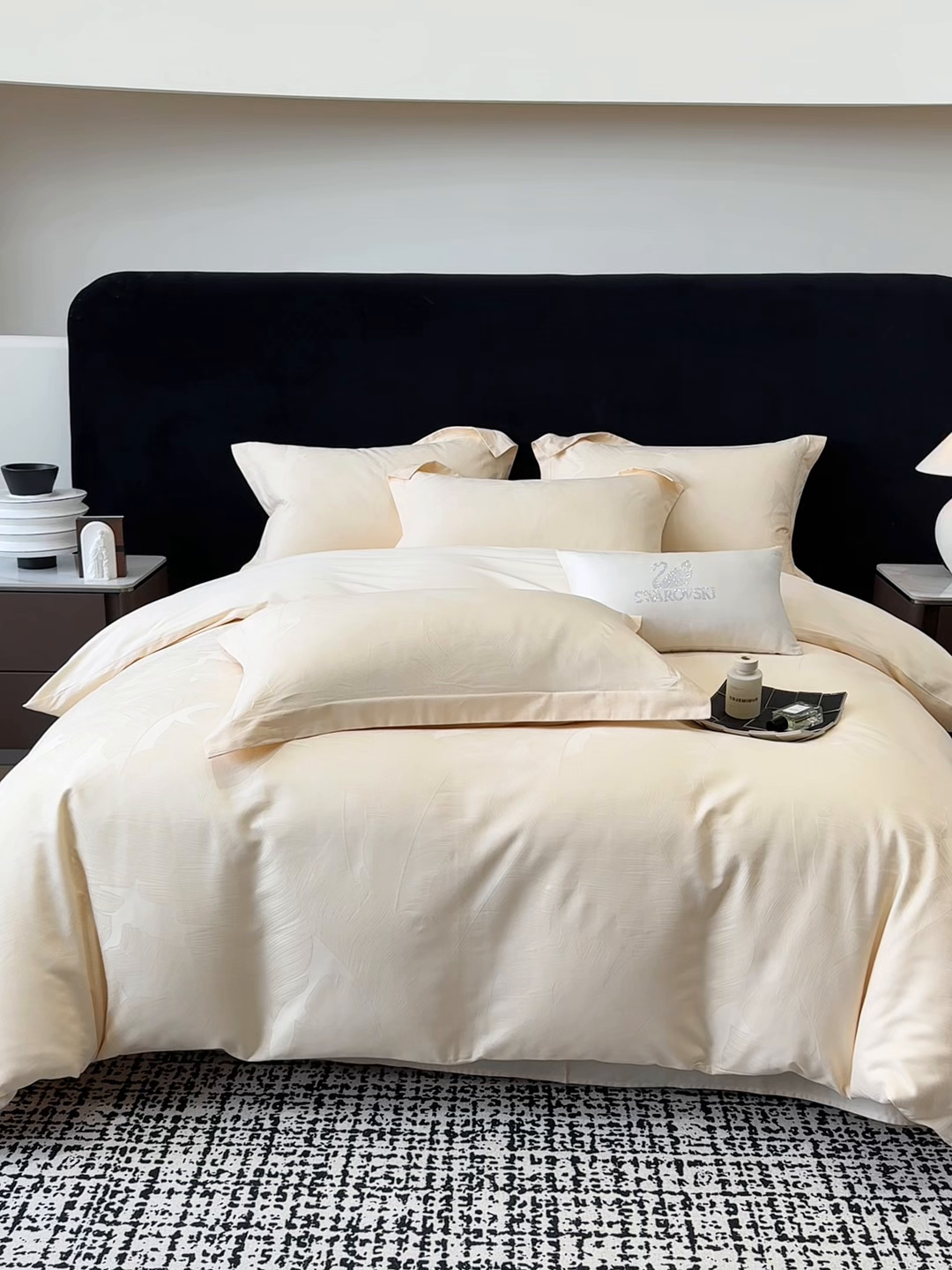 91家纺网 家纺一手货源 找家纺 （总）家居1号家纺 2025新款长绒棉纯棉提花四件套叶舞轻扬