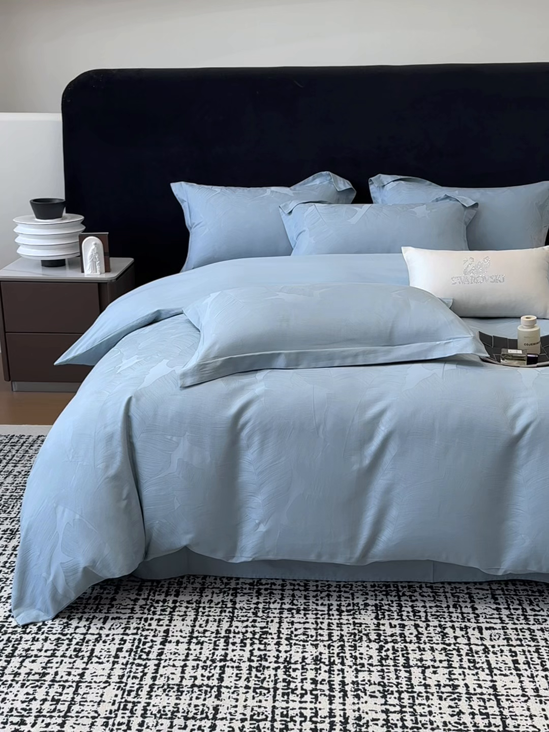 91家纺网 家纺一手货源 找家纺 家居1号家纺 2025新款长绒棉纯棉提花四件套叶舞轻扬 叶舞轻扬-温馨兰