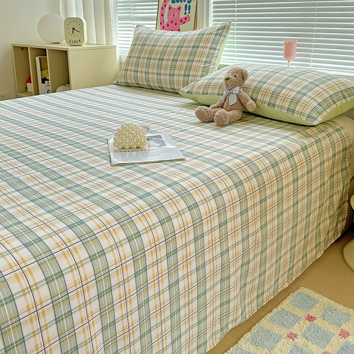 91家纺网 家纺一手货源 找家纺 南通菲度家纺 2025新款ins博主风软糯糯亲肤印花热款纯色格子无印风水洗棉时尚单床单 卢森堡