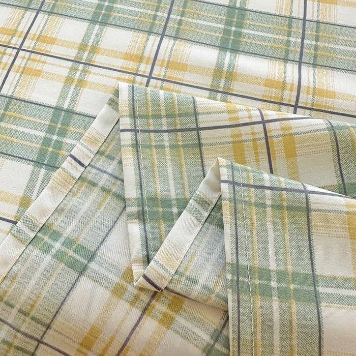 91家纺网 家纺一手货源 找家纺 南通菲度家纺 2025新款ins博主风软糯糯亲肤印花热款纯色格子无印风水洗棉时尚单床单 卢森堡