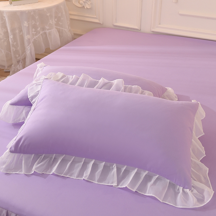 91家纺网 家纺一手货源 找家纺 后庭寝室 2025新款亲肤雪纺花边刺绣蕾丝公主四件套-花香系列 花香-梦幻紫