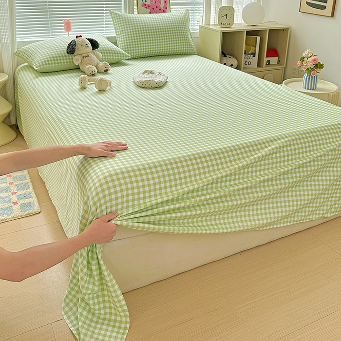 91家纺网 家纺一手货源 找家纺 南通菲度家纺 2025新款ins博主风软糯糯亲肤印花热款纯色格子无印风水洗棉时尚单床单 迈阿密