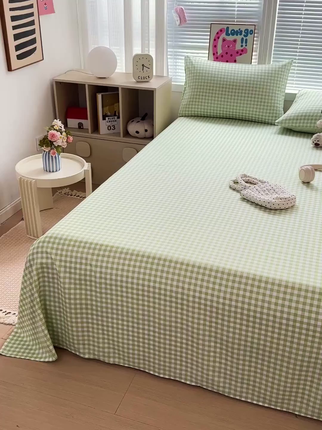 91家纺网 家纺一手货源 找家纺 南通菲度家纺 2025新款ins博主风软糯糯亲肤印花热款纯色格子无印风水洗棉时尚单床单 迈阿密