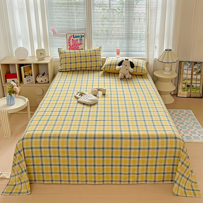 南通菲度家纺 2025新款ins博主风软糯糯亲肤印花热款纯色格子无印风水洗棉时尚单床单 莫斯科