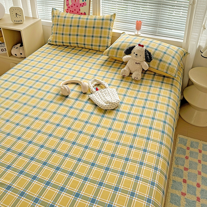 91家纺网 家纺一手货源 找家纺 南通菲度家纺 2025新款ins博主风软糯糯亲肤印花热款纯色格子无印风水洗棉时尚单床单 莫斯科