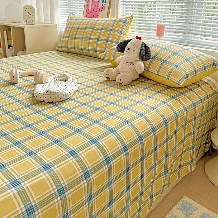 91家纺网 家纺一手货源 找家纺 南通菲度家纺 2025新款ins博主风软糯糯亲肤印花热款纯色格子无印风水洗棉时尚单床单 莫斯科