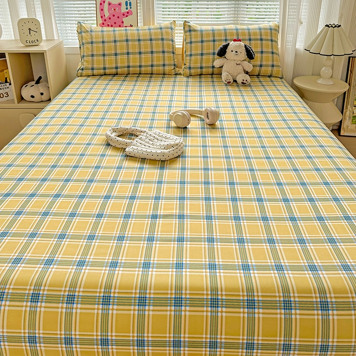 91家纺网 家纺一手货源 找家纺 南通菲度家纺 2025新款ins博主风软糯糯亲肤印花热款纯色格子无印风水洗棉时尚单床单 莫斯科