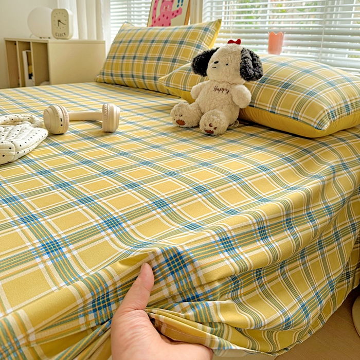 91家纺网 家纺一手货源 找家纺 南通菲度家纺 2025新款ins博主风软糯糯亲肤印花热款纯色格子无印风水洗棉时尚单床单 莫斯科