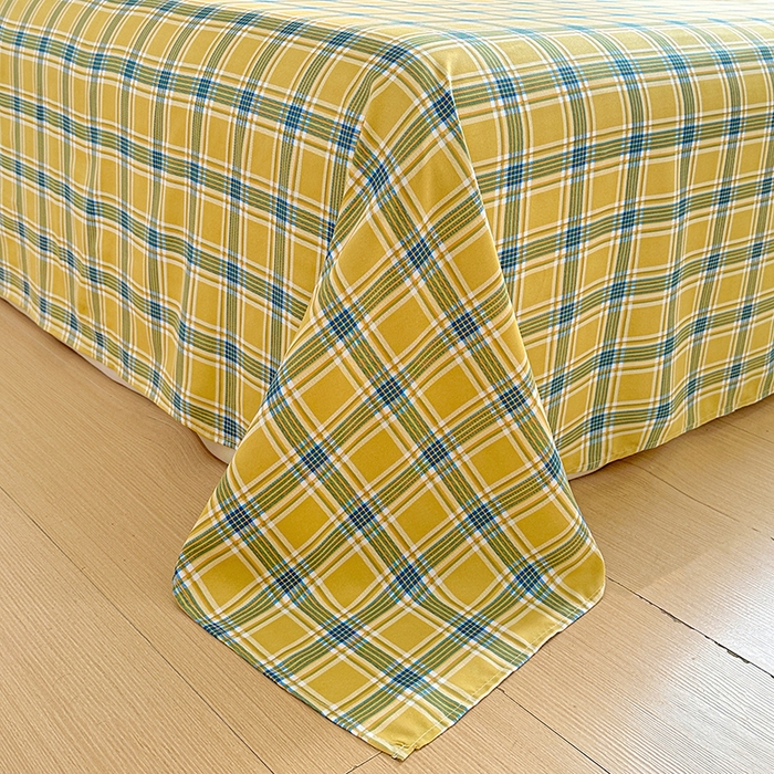 91家纺网 家纺一手货源 找家纺 南通菲度家纺 2025新款ins博主风软糯糯亲肤印花热款纯色格子无印风水洗棉时尚单床单 莫斯科