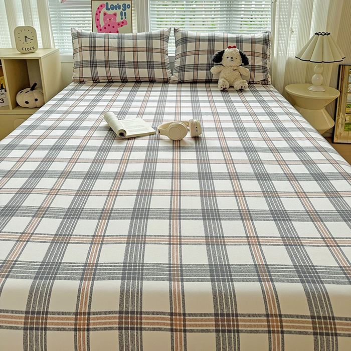 91家纺网 家纺一手货源 找家纺 南通菲度家纺 2025新款ins博主风软糯糯亲肤印花热款纯色格子无印风水洗棉时尚单床单 苏黎世