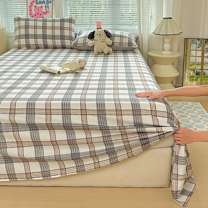 91家纺网 家纺一手货源 找家纺 南通菲度家纺 2025新款ins博主风软糯糯亲肤印花热款纯色格子无印风水洗棉时尚单床单 苏黎世