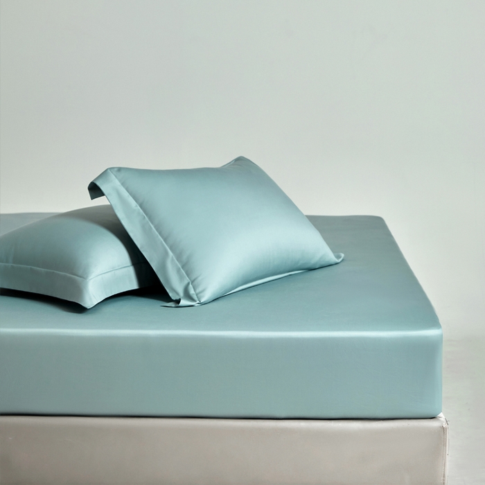 91家纺网 家纺一手货源 找家纺 柔觉家纺 柔系列A类100支单品床笠 青竹蓝