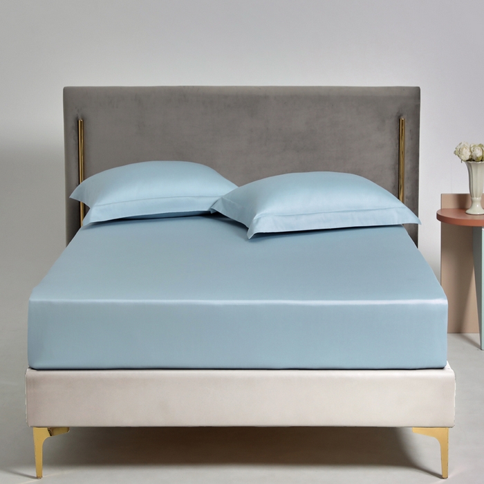 91家纺网 家纺一手货源 找家纺 柔觉家纺 柔系列A类100支单品床笠 晴空蓝