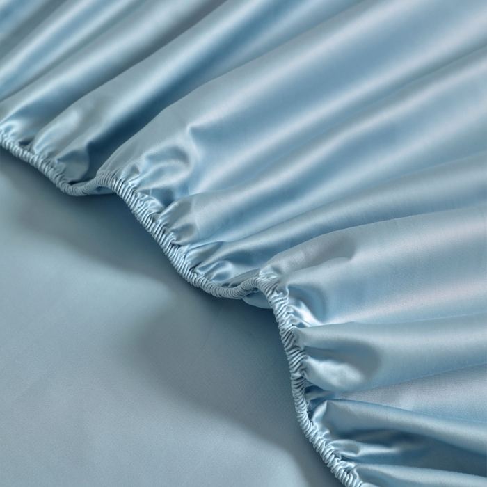 91家纺网 家纺一手货源 找家纺 柔觉家纺 柔系列A类100支单品床笠 晴空蓝