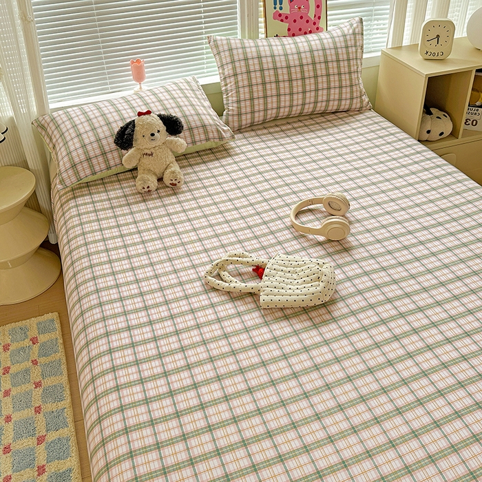 91家纺网 家纺一手货源 找家纺 南通菲度家纺 2025新款ins博主风软糯糯亲肤印花热款纯色格子无印风水洗棉时尚单床单 西雅图