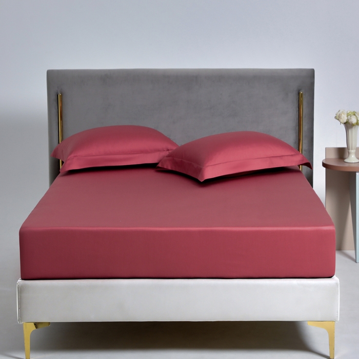 91家纺网 家纺一手货源 找家纺 柔觉家纺 柔系列A类100支单品床笠 胭脂红