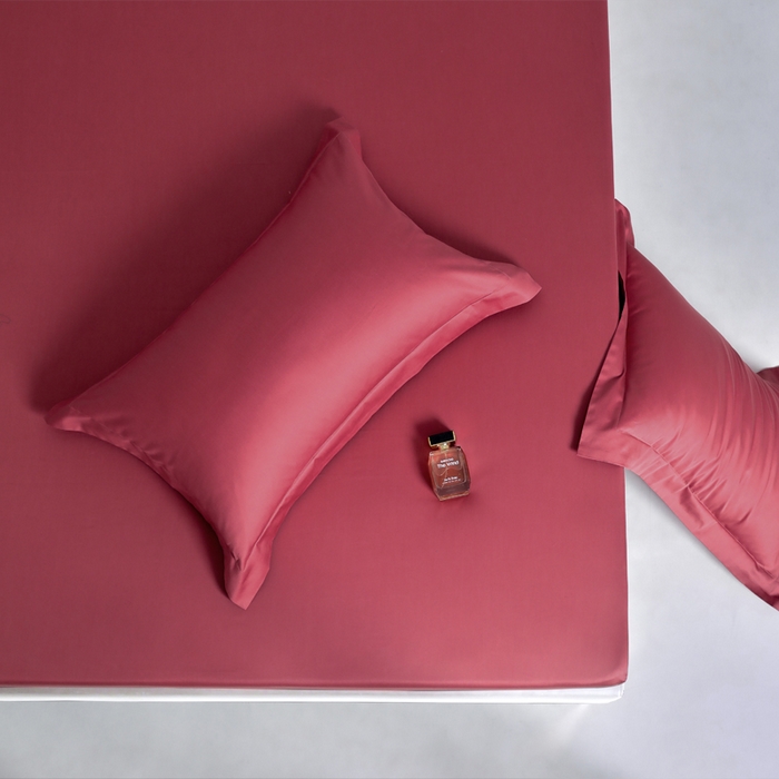 91家纺网 家纺一手货源 找家纺 柔觉家纺 柔系列A类100支单品床笠 胭脂红