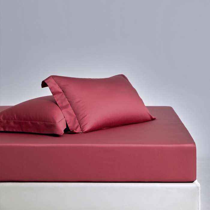 柔觉家纺 柔系列A类100支单品床笠 胭脂红