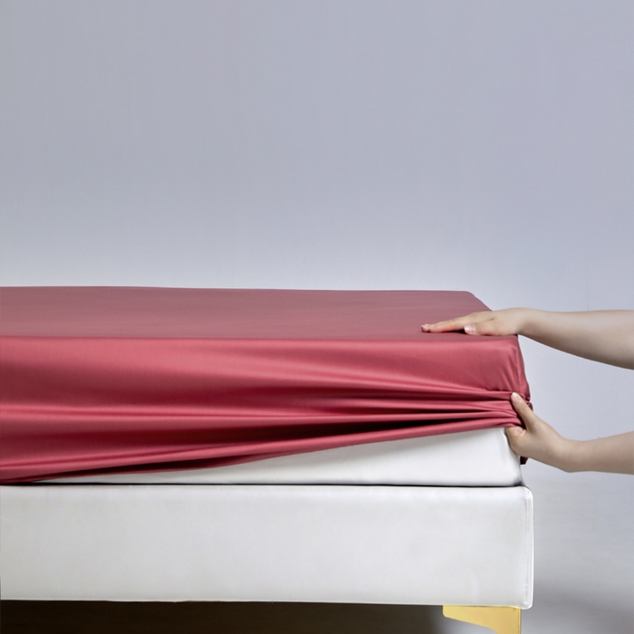 91家纺网 家纺一手货源 找家纺 柔觉家纺 柔系列A类100支单品床笠 胭脂红