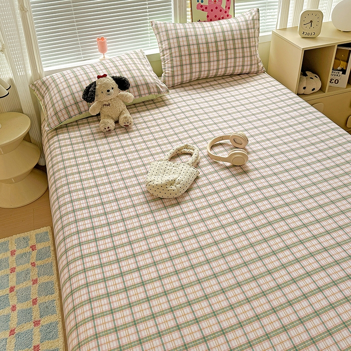 91家纺网 家纺一手货源 找家纺 南通菲度家纺 2025新款ins博主风软糯糯亲肤印花热款纯色格子无印风水洗棉时尚单床单 西雅图