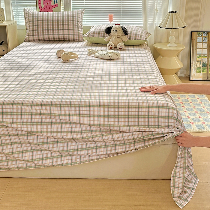 91家纺网 家纺一手货源 找家纺 南通菲度家纺 2025新款ins博主风软糯糯亲肤印花热款纯色格子无印风水洗棉时尚单床单 西雅图