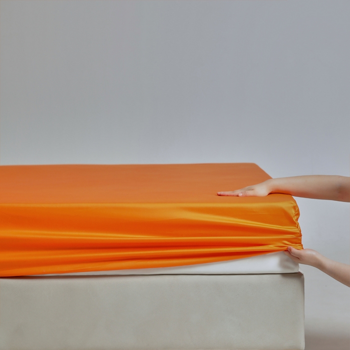 91家纺网 家纺一手货源 找家纺 柔觉家纺 柔系列A类100支单品床笠 霓虹橙