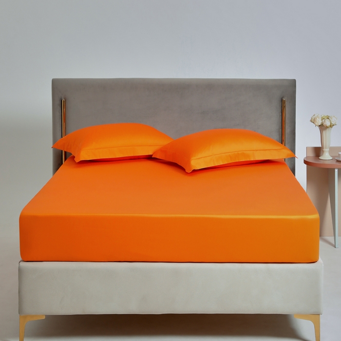 91家纺网 家纺一手货源 找家纺 柔觉家纺 柔系列A类100支单品床笠 霓虹橙