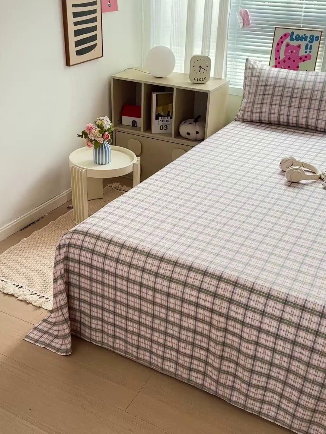 91家纺网 家纺一手货源 找家纺 南通菲度家纺 2025新款ins博主风软糯糯亲肤印花热款纯色格子无印风水洗棉时尚单床单 西雅图