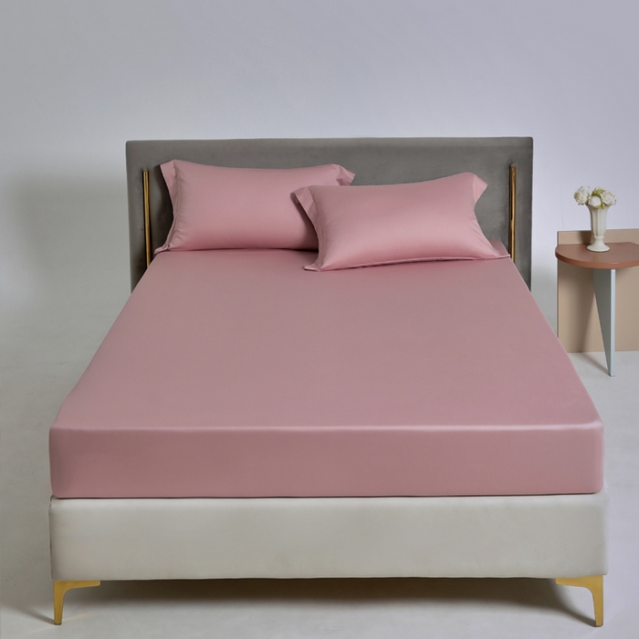 91家纺网 家纺一手货源 找家纺 柔觉家纺 柔系列A类100支单品床笠 豆沙色