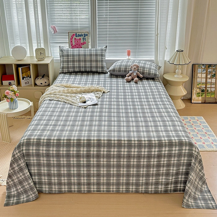 南通菲度家纺 2025新款ins博主风软糯糯亲肤印花热款纯色格子无印风水洗棉时尚单床单 雅典