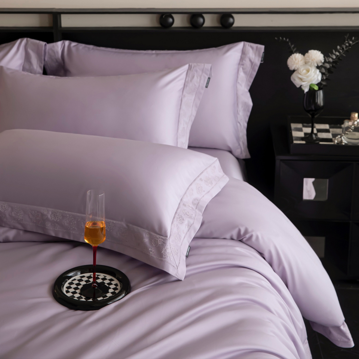 91家纺网 家纺一手货源 找家纺 安妮家居 2025新款全棉纯棉100%丝光喷气13376镂空刺绣四件套-海瑟薇 海瑟薇-紫