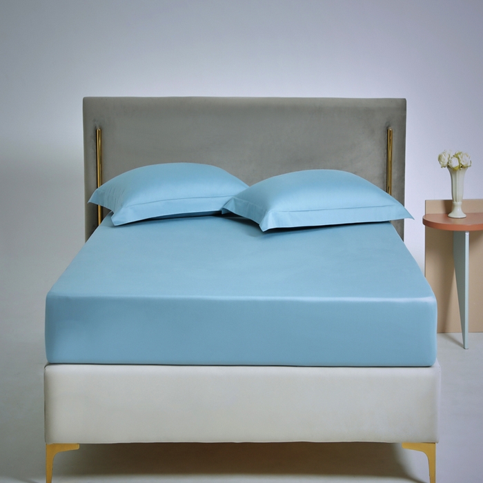 91家纺网 家纺一手货源 找家纺 柔觉家纺 柔系列A类100支单品床笠 梦幻蓝