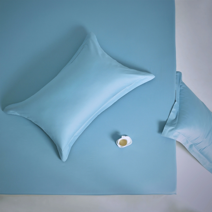 91家纺网 家纺一手货源 找家纺 柔觉家纺 柔系列A类100支单品床笠 梦幻蓝