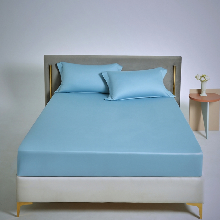 91家纺网 家纺一手货源 找家纺 柔觉家纺 柔系列A类100支单品床笠 梦幻蓝