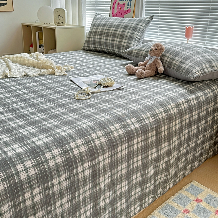 91家纺网 家纺一手货源 找家纺 南通菲度家纺 2025新款ins博主风软糯糯亲肤印花热款纯色格子无印风水洗棉时尚单床单 雅典