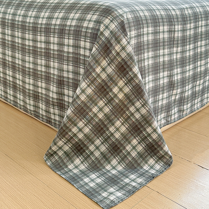 91家纺网 家纺一手货源 找家纺 南通菲度家纺 2025新款ins博主风软糯糯亲肤印花热款纯色格子无印风水洗棉时尚单床单 雅典