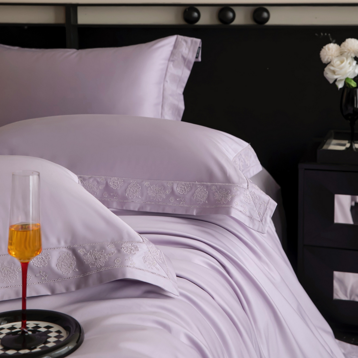 91家纺网 家纺一手货源 找家纺 安妮家居 2025新款全棉纯棉100%丝光喷气13376镂空刺绣四件套-海瑟薇 海瑟薇-紫