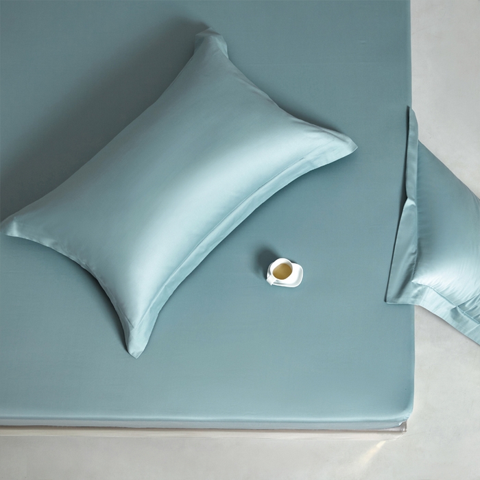 91家纺网 家纺一手货源 找家纺 柔觉家纺 柔系列A类100支单品床笠 青竹蓝