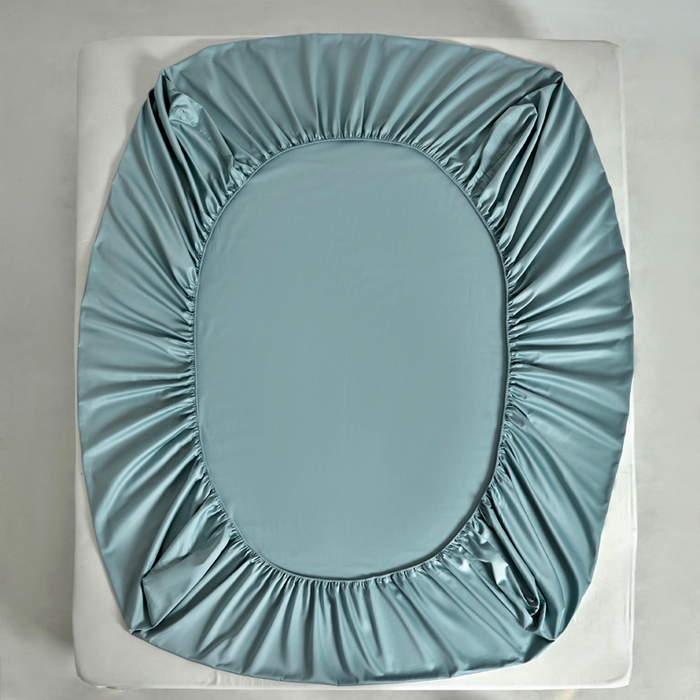 91家纺网 家纺一手货源 找家纺 柔觉家纺 柔系列A类100支单品床笠 青竹蓝