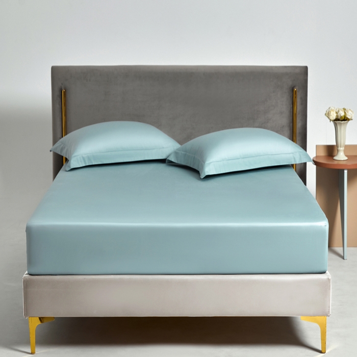 91家纺网 家纺一手货源 找家纺 柔觉家纺 柔系列A类100支单品床笠 青竹蓝