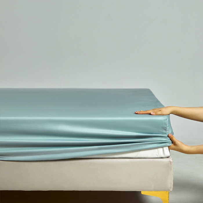 91家纺网 家纺一手货源 找家纺 柔觉家纺 柔系列A类100支单品床笠 青竹蓝