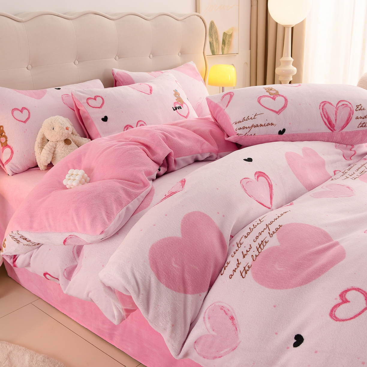 91家纺网 家纺一手货源 找家纺 （总）紫月轩家纺 2025新款A类牛奶绒小清新印花四件套