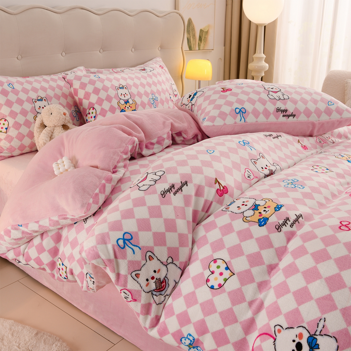 91家纺网 家纺一手货源 找家纺 （总）紫月轩家纺 2025新款A类牛奶绒小清新印花四件套