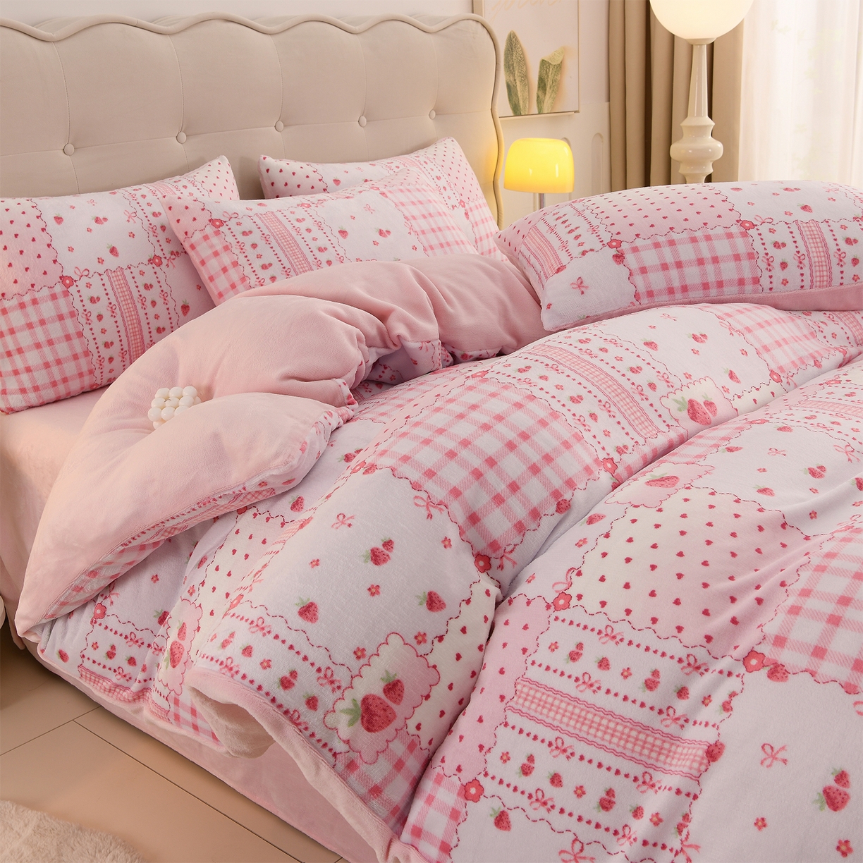 91家纺网 家纺一手货源 找家纺 （总）紫月轩家纺 2025新款A类牛奶绒小清新印花四件套