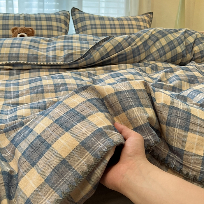 91家纺网 家纺一手货源 找家纺 （总）莱茵家居 2025新款全棉磨毛贝壳边四件套