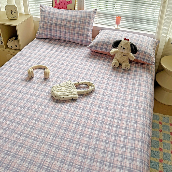 91家纺网 家纺一手货源 找家纺 南通菲度家纺 2025新款ins博主风软糯糯亲肤印花热款纯色格子无印风水洗棉时尚单床单 芝加哥