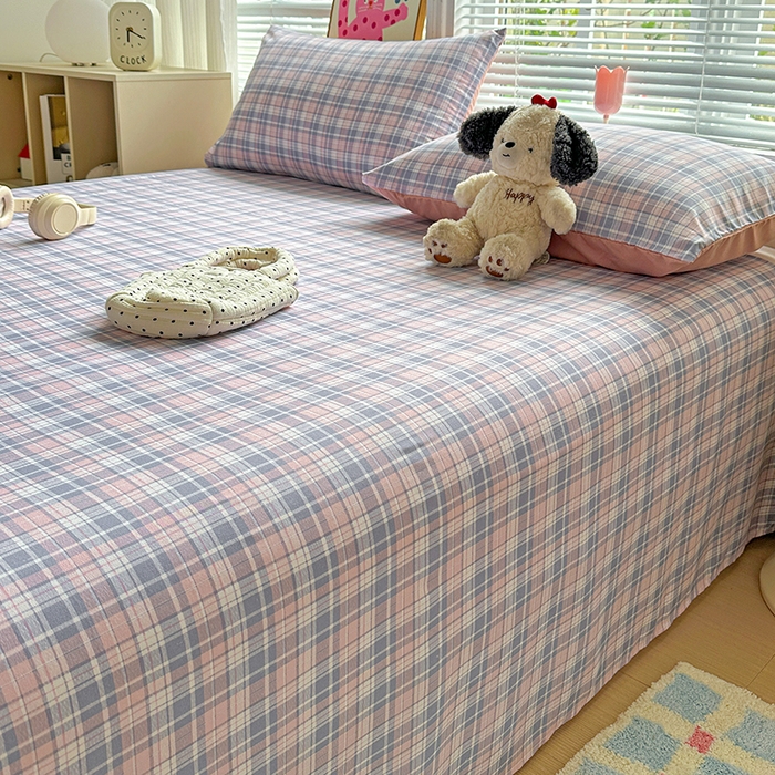 91家纺网 家纺一手货源 找家纺 南通菲度家纺 2025新款ins博主风软糯糯亲肤印花热款纯色格子无印风水洗棉时尚单床单 芝加哥