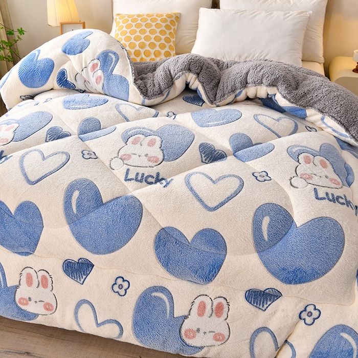 91家纺网 家纺一手货源 找家纺 金多美家纺 2025新款AB版雪花绒羊羔绒冬被被子被芯 心心相印