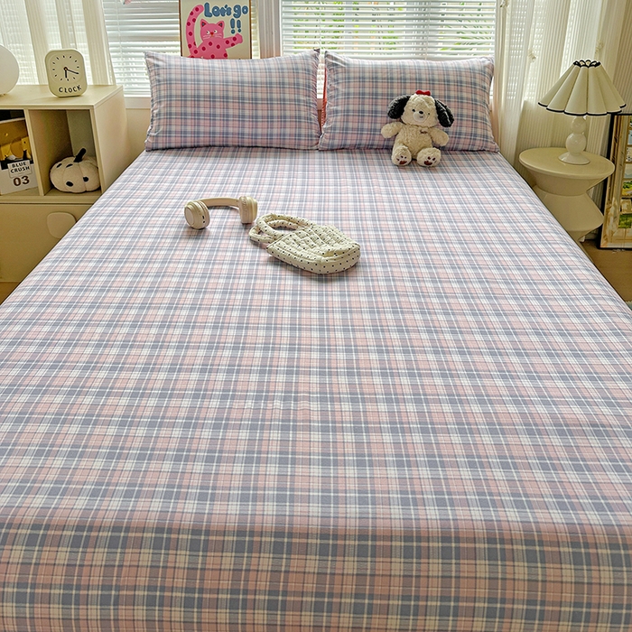 91家纺网 家纺一手货源 找家纺 南通菲度家纺 2025新款ins博主风软糯糯亲肤印花热款纯色格子无印风水洗棉时尚单床单 芝加哥