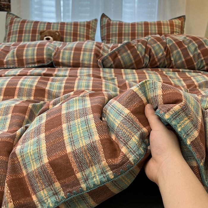 91家纺网 家纺一手货源 找家纺 （总）莱茵家居 2025新款全棉磨毛贝壳边四件套